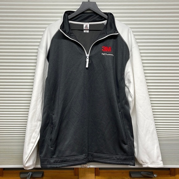 Badger Sport Gray and White 3M Fall Protection 1/4 Zip Pullover Sweatshirt - Picture 1 of 7